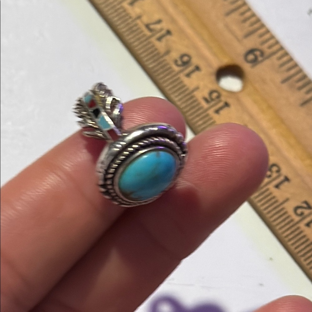 Turquoise And Silver Statement Ring - image 6